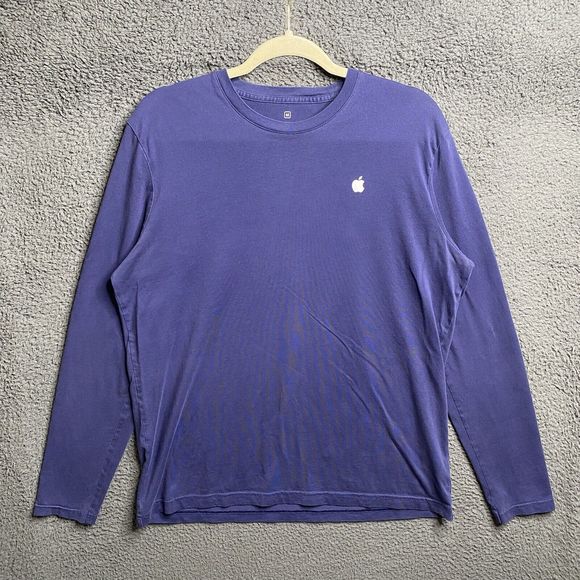 Apple Shirt Mens Medium Blue Macintosh Mac Employee Genius Uniform Long Sleeve - Picture 1 of 16